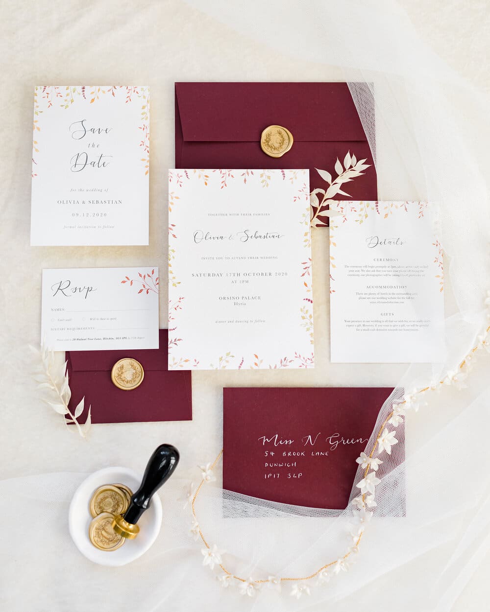 papeterie mariage haut de gamme palette automnale