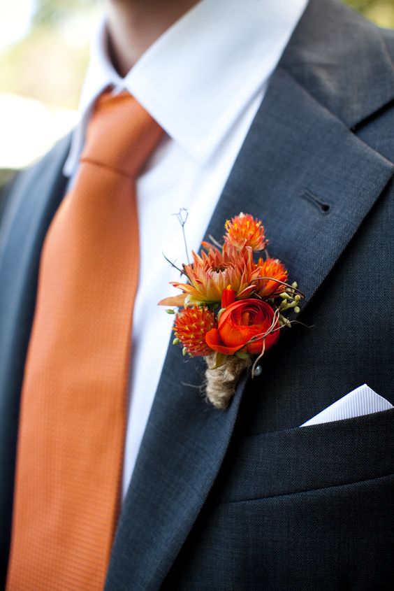 wedding dry flowers inspiration orange palette