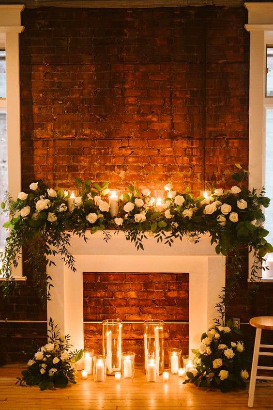 cheminée décorée noël mariage
